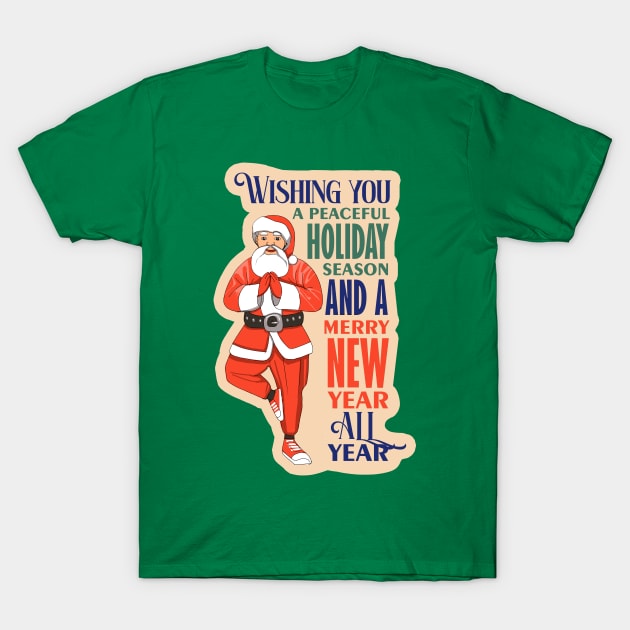 Yoga Santa Xmas T-Shirt by Daria Popkova